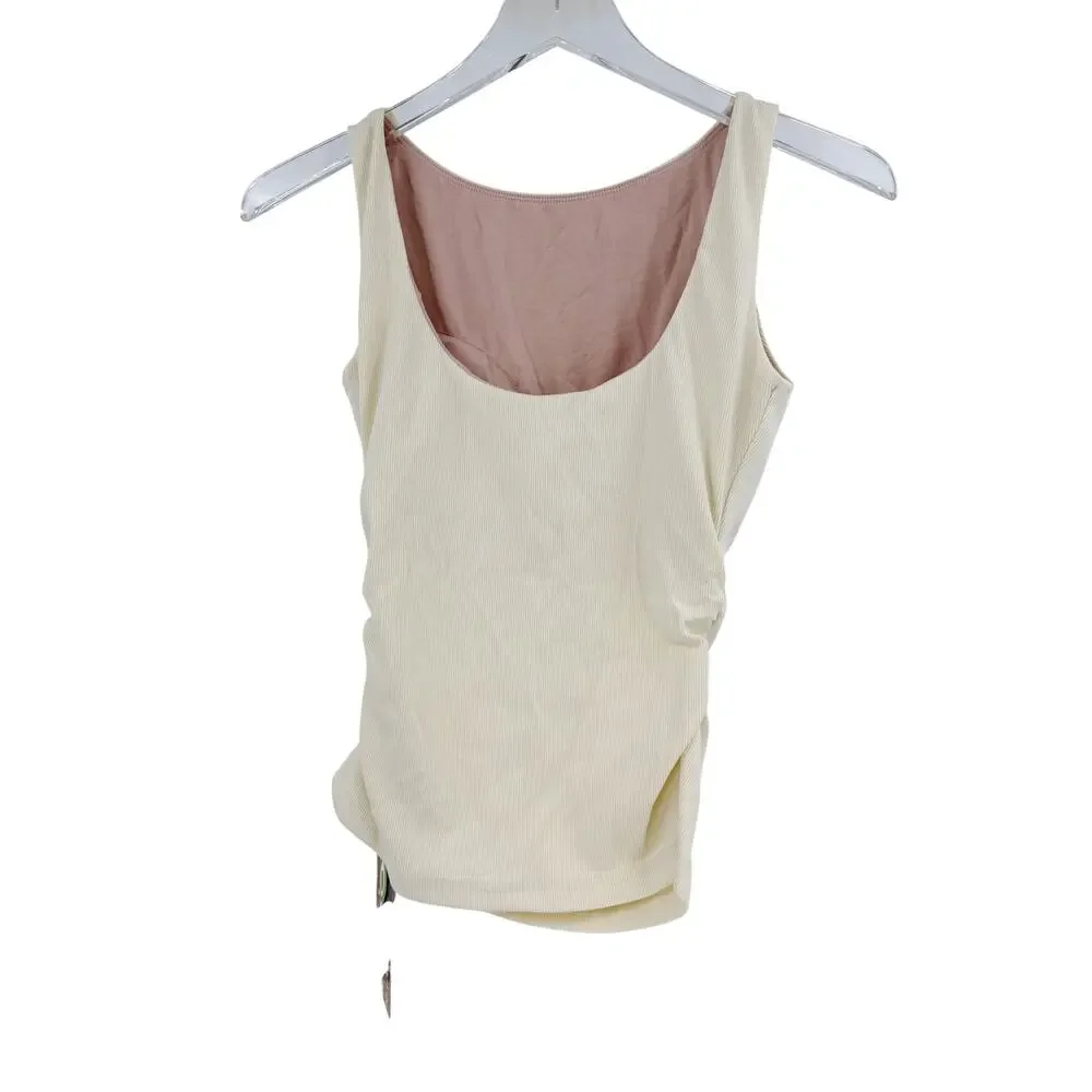 OGL Top Size M NEW Boat Neck Ruched Elastic Open Back Brami Tank Butter Yellow